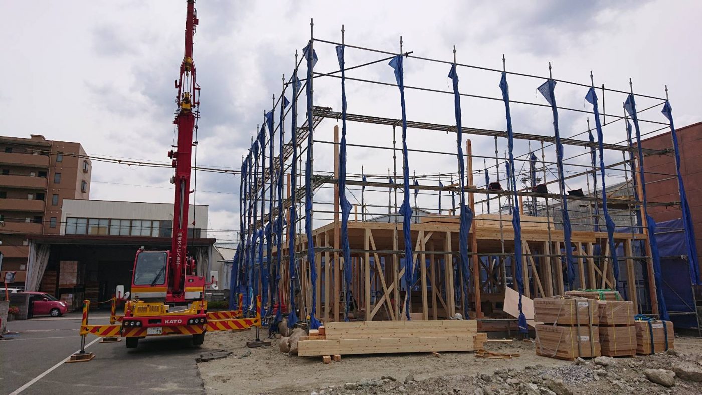 運送拠点が出来ていく!新社屋建造レポート2in東大阪 4 山田運送の一階骨組み